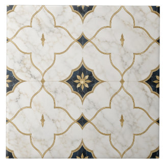 Azulejo Efecto Mármol Dorado de Lujo - Patrón Geométrico