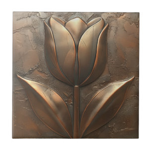 Azulejo Efecto Piedra de cobre de tulipán Art Deco
