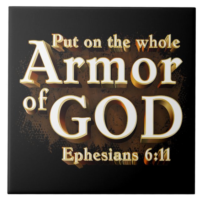 Azulejo Efesios 6:11 Pon toda la armadura de la fe de DIOS (Frente)