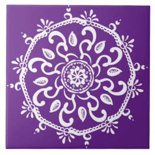 Azulejo Eggplant Mandala