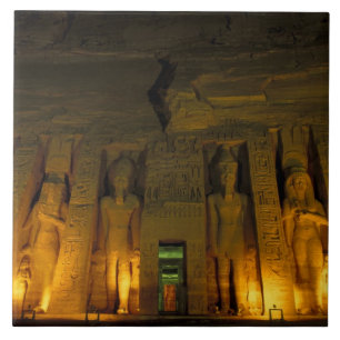 Azulejo Egipto, Abu Simbel, Fachada iluminada de la pequeñ