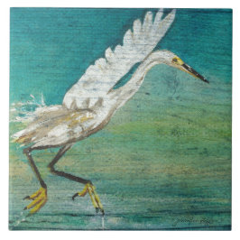 Azulejo Egret Shorebird Beach House Art