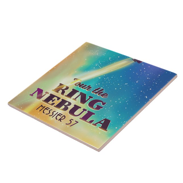 Azulejo El afiche de viaje espacial del Ring Nebula (Messi (Lado)