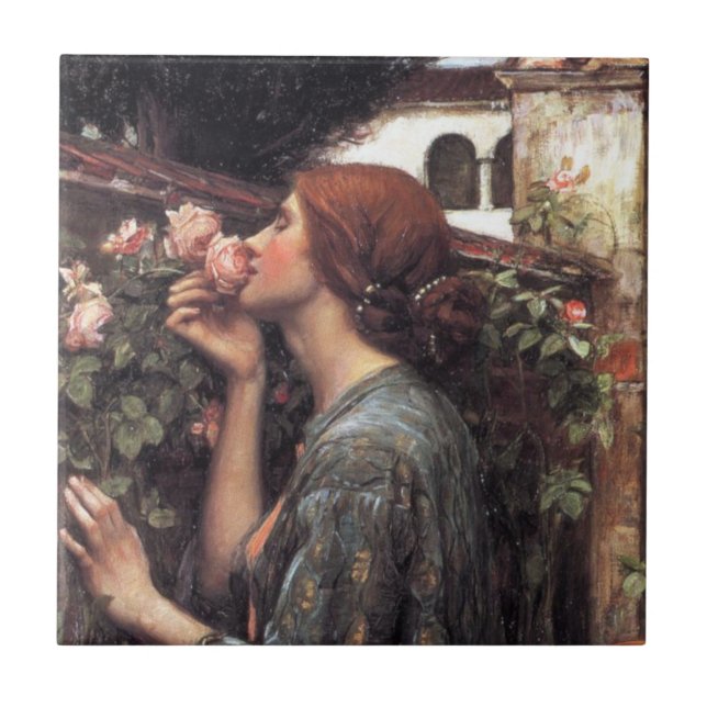 Azulejo El alma del Rosa (por John William Waterhouse) (Frente)
