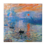 Azulejo El amanecer de Claude Monet<br><div class="desc">"Sunrise" (El amanecer) de Claude Monet es un cuadro famoso que se creó en 1872. Representa el sol que se eleva sobre el puerto de Le Havre, una ciudad en Francia donde Monet nació. El cuadro es conocido por sus colores vivos y su ambiente nebuloso, que capta la belleza y...</div>