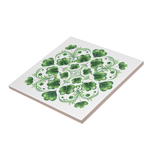 Azulejo El amante verde celta irlandés deja el Ilustracion (Lado)