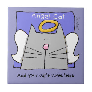 Azulejo El ángel gris del gato personaliza