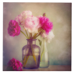 Azulejo El antiguo Bouquet Peony en las jaulas de vidrio