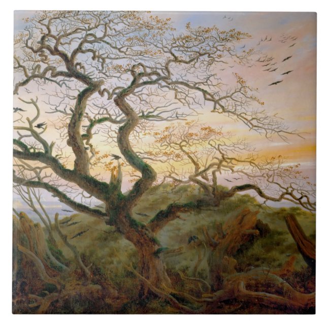 Azulejo El árbol de cuervos (por Caspar David Friedrich) (Frente)