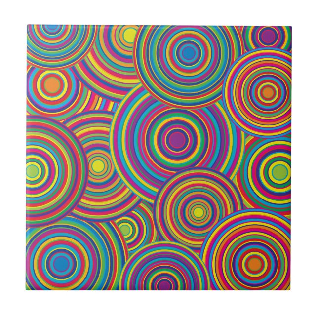 Azulejo El arco iris retro circunda el modelo (Frente)