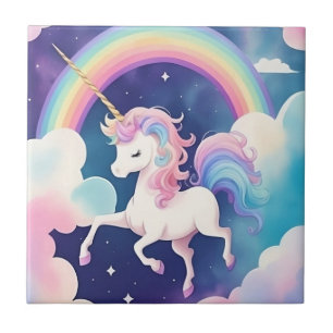 Azulejo El arcoiris del cielo nocturno de Unicornio
