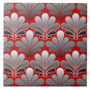 Azulejo El art déco Shell modela, los gris plateados/gris