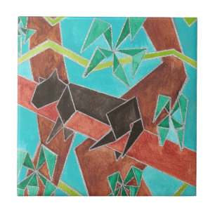 Azulejo El arte abstracto original de Jungle Panther