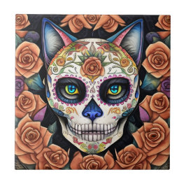 Azulejo El arte del cráneo del azúcar se encuentra con el