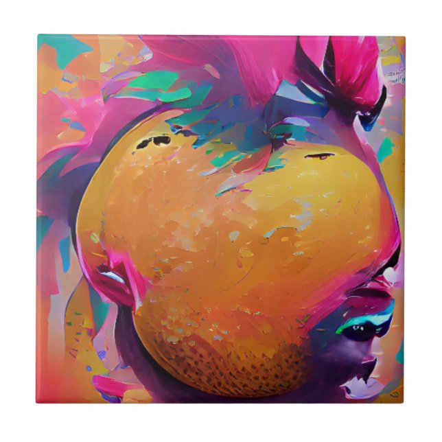 Azulejo El arte gráfico abstracto del mango vibrante y col (Frente)
