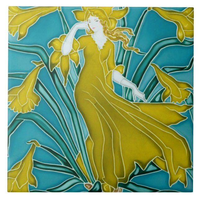 Azulejo El arte nouveau de la flora de Walter Crane (Frente)