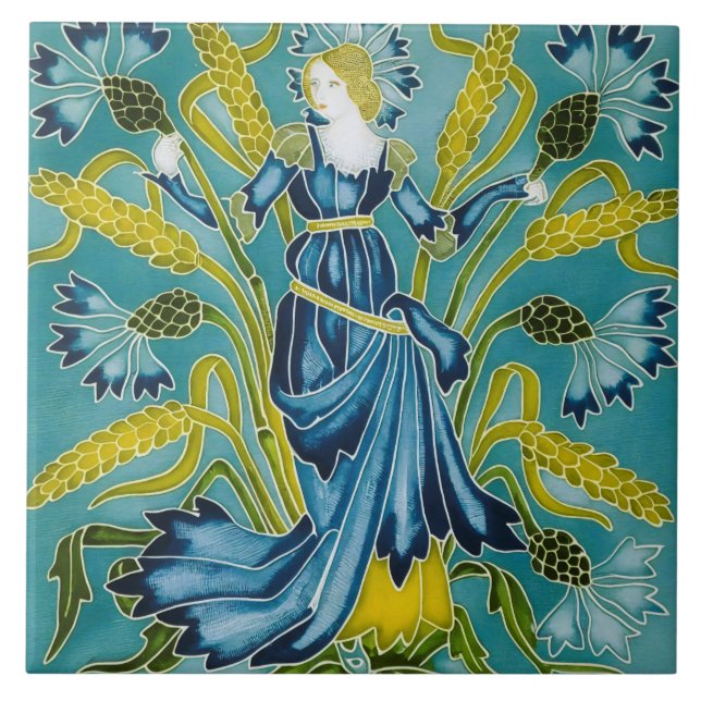 Azulejo El arte nouveau de la flora de Walter Crane (Frente)