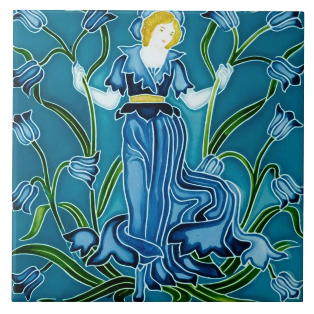 Azulejo El arte nouveau de la flora de Walter Crane (Frente)