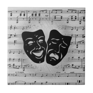Azulejo El arte plateado une máscaras de teatro