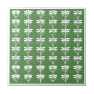 Azulejo El arte verde brillante y las libélulas de artesan