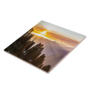 Azulejo El atardecer sobre el bosque