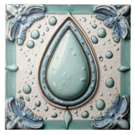 Azulejo El baño Aqua Mint Blue & White Water Drop