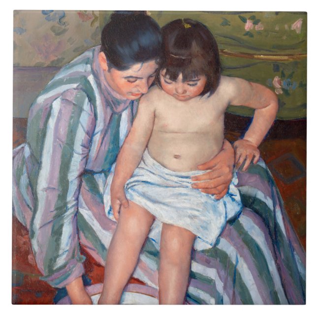 Azulejo El baño del niño, Mary Cassatt (Frente)