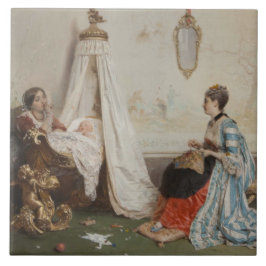 Azulejo El bebé duerme (de Gerolamo Induno)