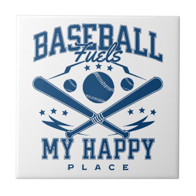 Azulejo El béisbol alimenta mi lugar feliz (Frente)
