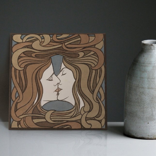 Azulejo El beso Peter Behrens Art Nouveau Art Deco Cerami (Subido por el creador)