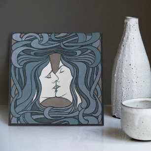 Azulejo El Beso Peter Behrens Arte Nouveau Art Deco Cerámi