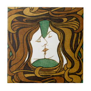Azulejo El Beso Peter Behrens Arte Nuevo Arte Antiguo
