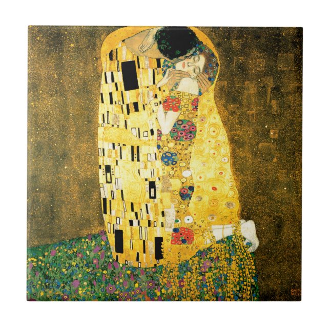 Azulejo El beso por el arte Nouveau de Gustavo Klimt (Frente)