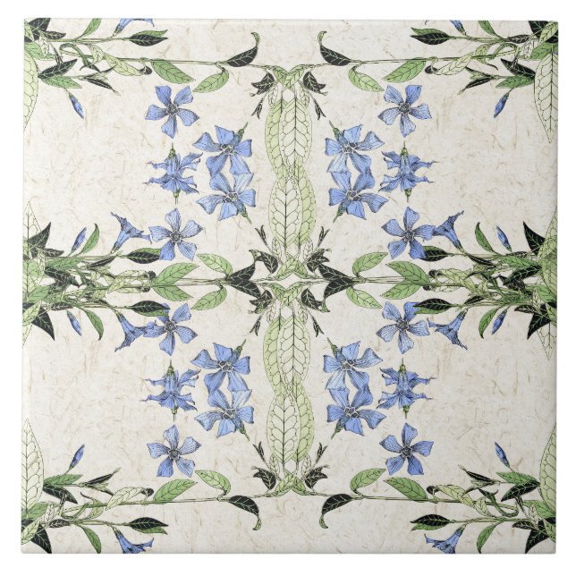 Azulejo El bígaro azul de Nouveau del arte francés florece (Frente)