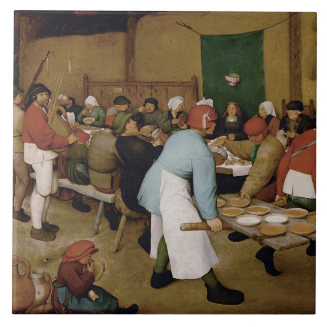 Azulejo El Boda campesino de Pieter Bruegel, el anciano (Frente)