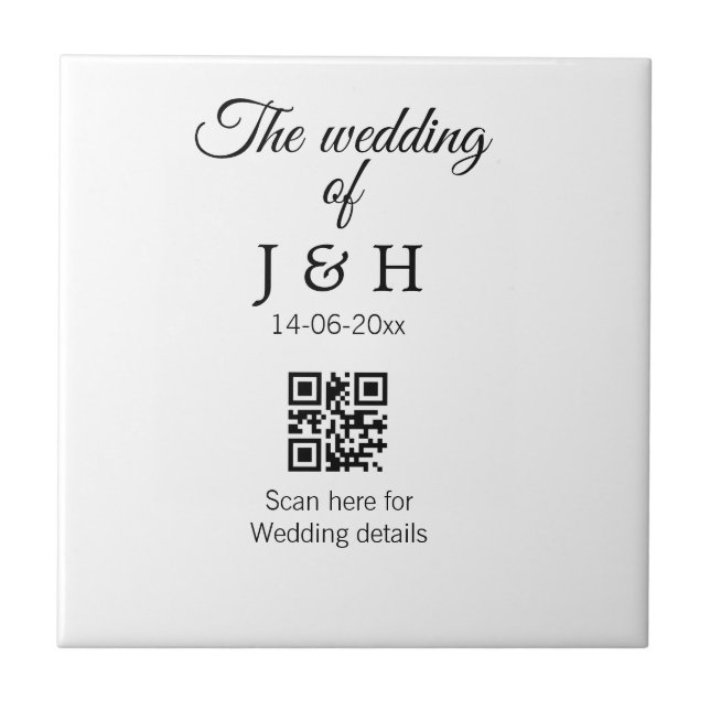 Azulejo El boda de agregar el nombre de pareja QR detalle  (Frente)