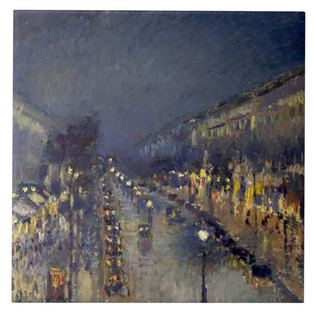 Azulejo El Boulevard Montmartre de noche Pissarro (Frente)