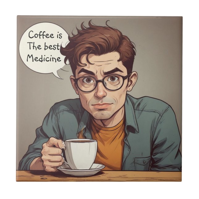 Azulejo El café es la mejor medicina (Frente)