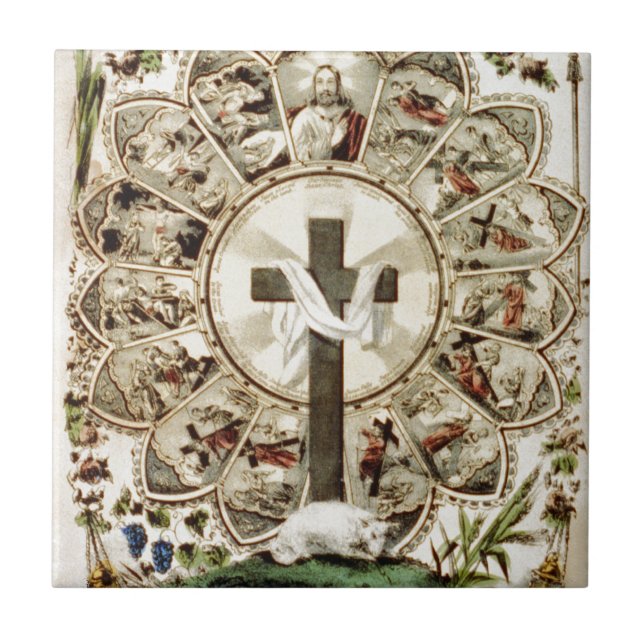 Azulejo El camino a la cruz santa (Frente)