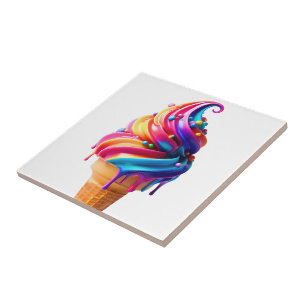 Azulejo El clásico cono de helado vibrante de SlipperyJoe'