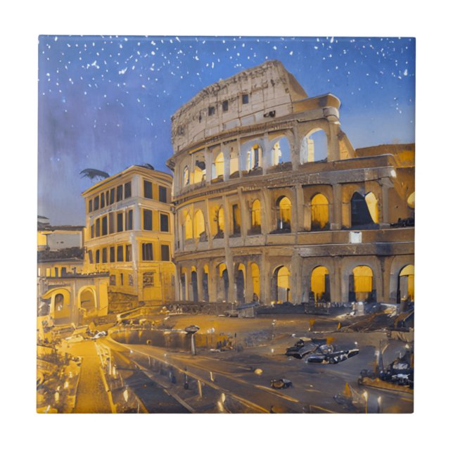 Azulejo El Coliseo de Roma de noche (Frente)