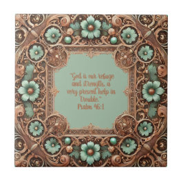 Azulejo El color turquesa del cobre coincide con los verso