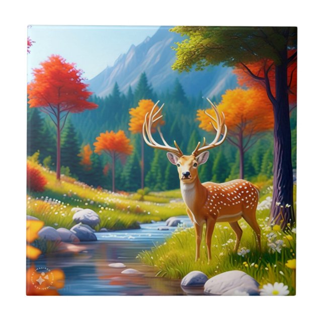 Azulejo El Deer Dorado en el bosque 987679 (Frente)