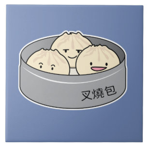 Azulejo El desayuno chino del dim sum del bollo del cerdo