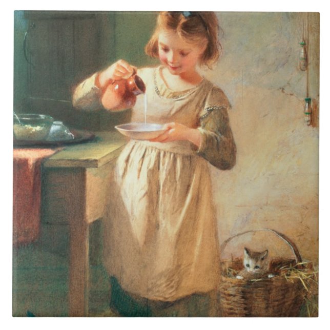 Azulejo El desayuno del gatito (Frente)