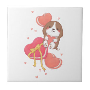 Azulejo El día de San Valentín: Beagle y Macarons