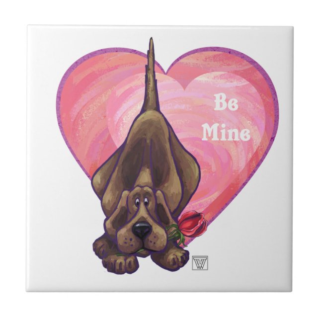 Azulejo El día de San Valentín de perro de Hound (Frente)