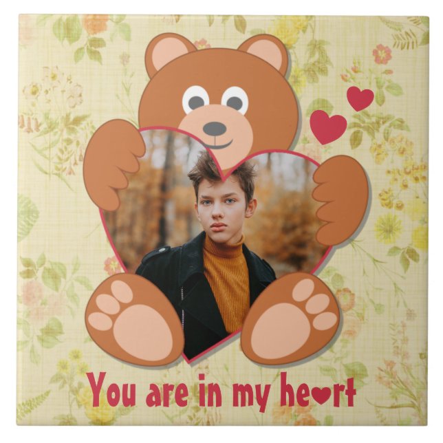 Azulejo El día de San Valentín fotográfico de Teddy Bear c (Frente)
