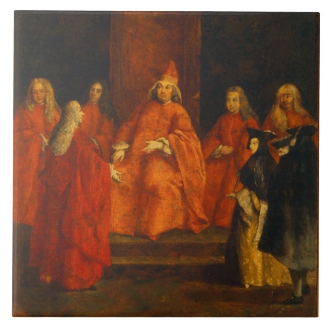 Azulejo El dux Grimani en su trono (Frente)