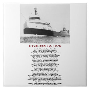 Azulejo El Edmund Fitzgerald con nombres de la tripulación